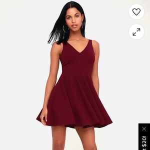 Lulus Ariana Burgundy Skater Dress Red - Size Small